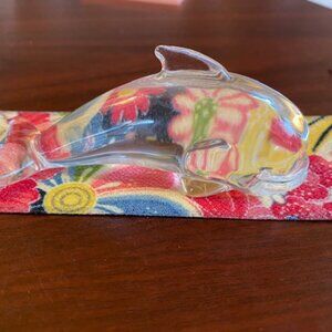 Hadeland Norwegian Crystal Whale Paperweight Vintage